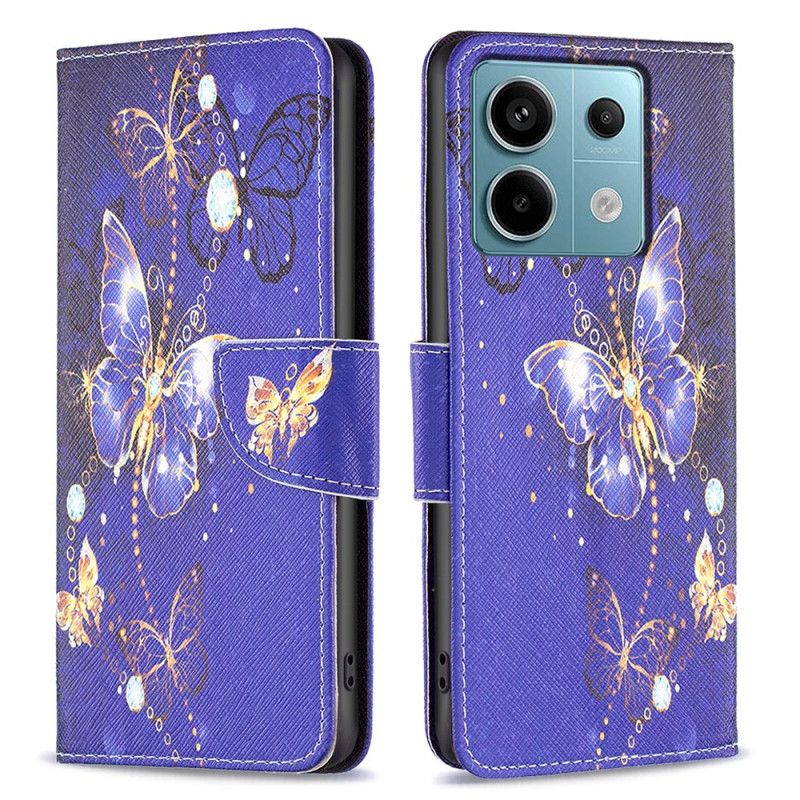 Flip Case Leren Xiaomi Redmi Note 13 Pro 4g Paarse Vlinders