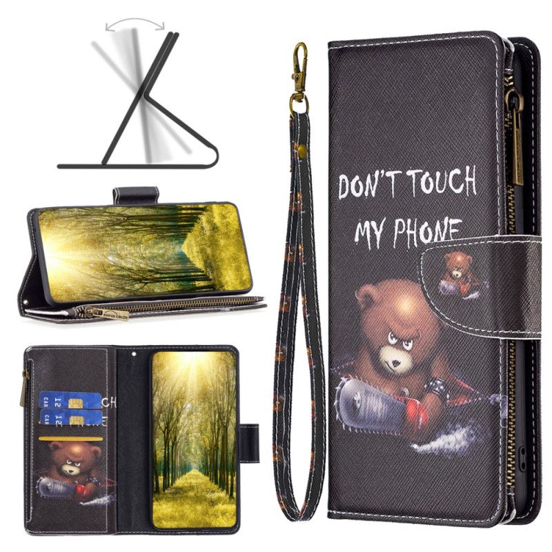 Folio-hoesje Xiaomi Redmi Note 13 Pro 4g Telefoonhoesje Dangerous Bear Portemonnee Met Riempje