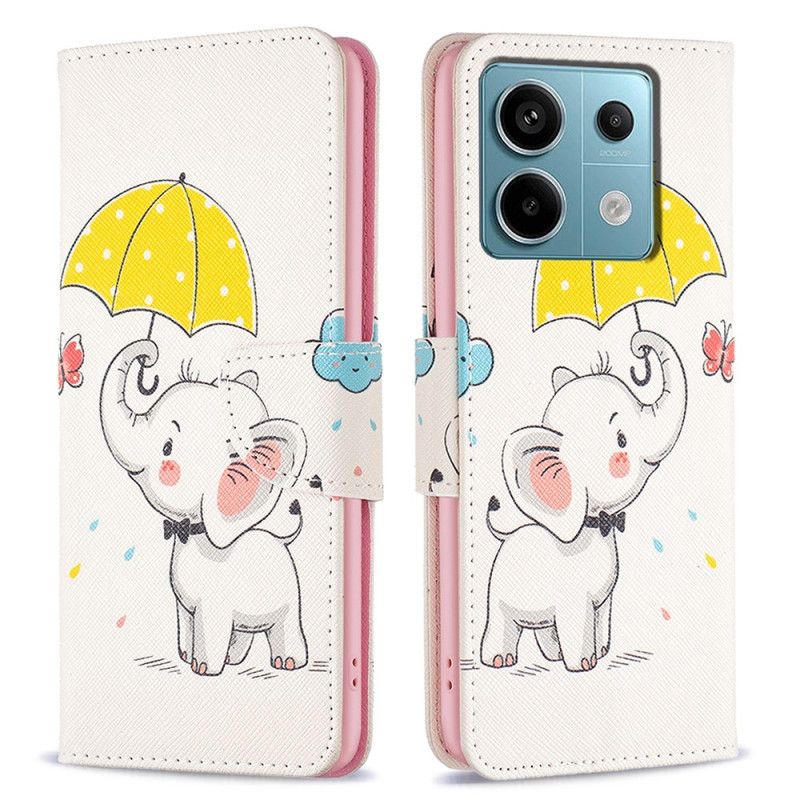 Folio-hoesje Xiaomi Redmi Note 13 Pro 4g Telefoonhoesje Paraplu En Olifant