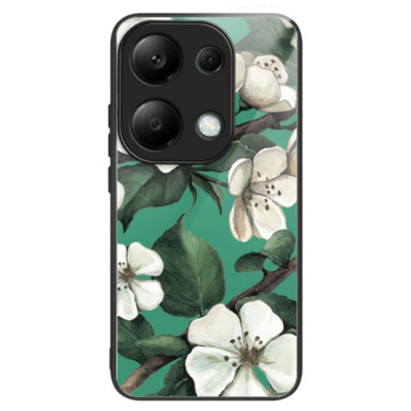 Hoesje Xiaomi Redmi Note 13 Pro 4g Gehard Glas Witte Bloemen