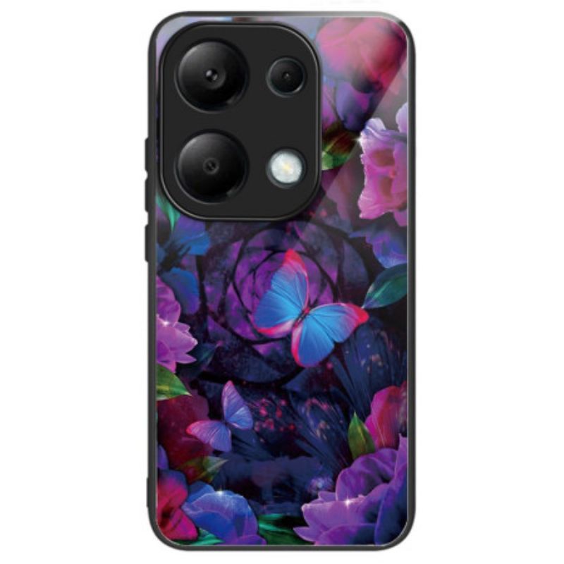 Hoesje Xiaomi Redmi Note 13 Pro 4g Kleurrijke Vlinders Van Gehard Glas Bescherming Hoesje