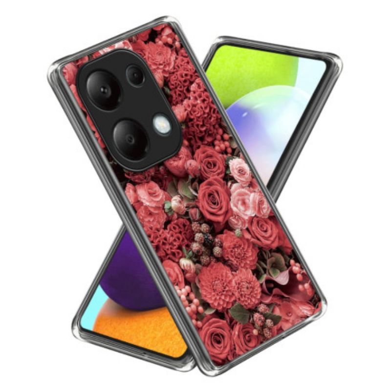 Hoesje Xiaomi Redmi Note 13 Pro 4g Rode En Roze Bloemen