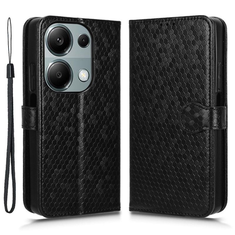 Leren Hoesje Voor Xiaomi Redmi Note 13 Pro 4g Glanzende Stippen Met Bandje