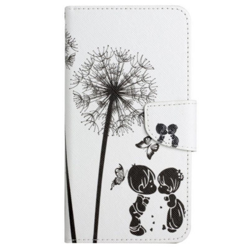 Leren Hoesje Voor Xiaomi Redmi Note 13 Pro 4g Paardenbloem Love Met Riempje