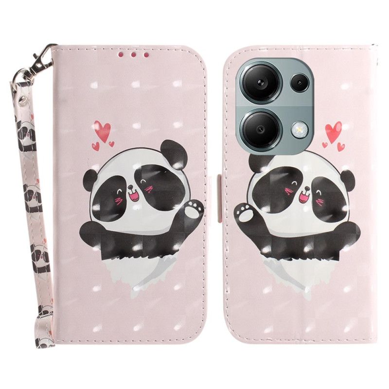 Leren Hoesje Voor Xiaomi Redmi Note 13 Pro 4g Panda Love Met Riempje