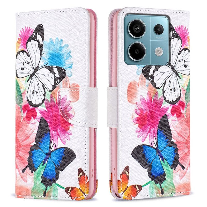 Leren Hoesje Voor Xiaomi Redmi Note 13 Pro 4g Twee Vlinders