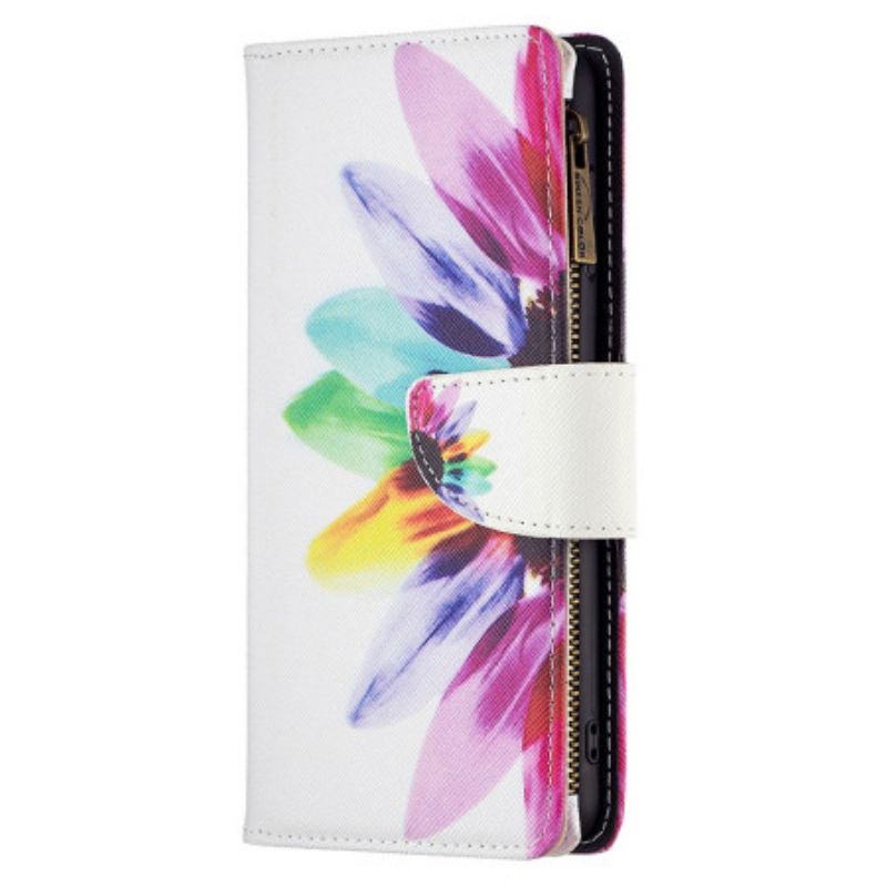 Leren Hoesje Xiaomi Redmi Note 13 Pro 4g Portemonnee Met Aquarelbloemen En Riem Bescherming Hoesje