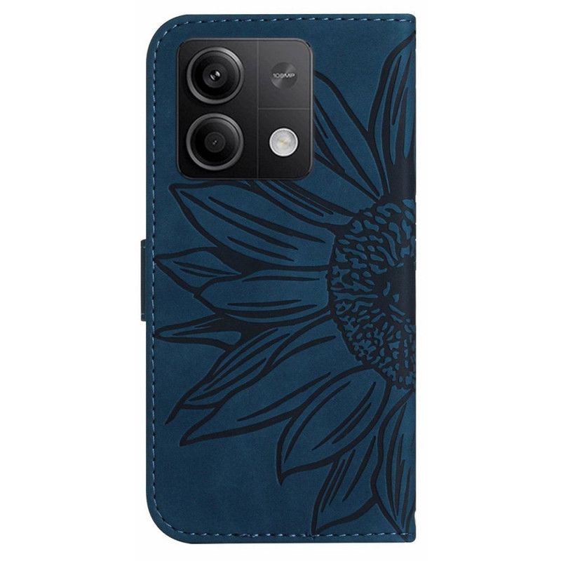 Leren Hoesje Xiaomi Redmi Note 13 Pro 4g Zonnebloem Met Schouderband Bescherming Hoesje