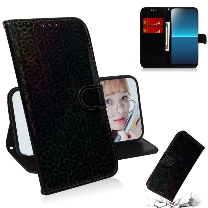 Flip Case Leren Sony Xperia L4 Grijs Zwart Pure Kleur