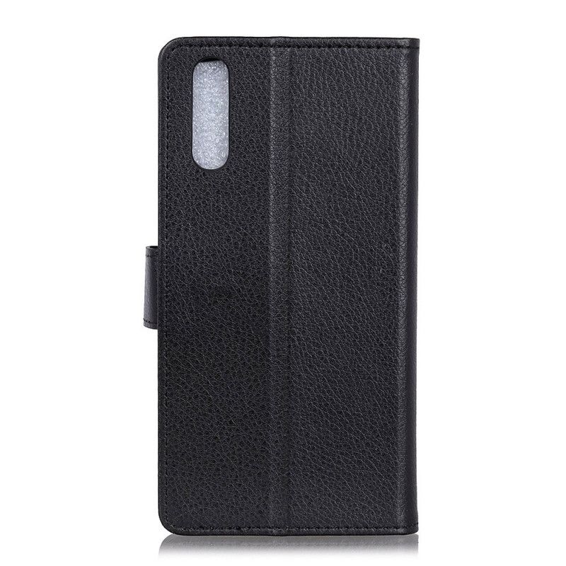 Flip Case Leren Sony Xperia L4 Wit Zwart Lychee Leereffect