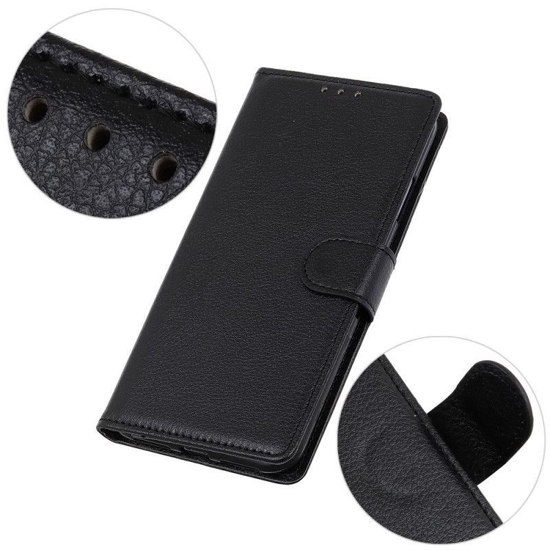 Flip Case Leren Sony Xperia L4 Wit Zwart Lychee Leereffect