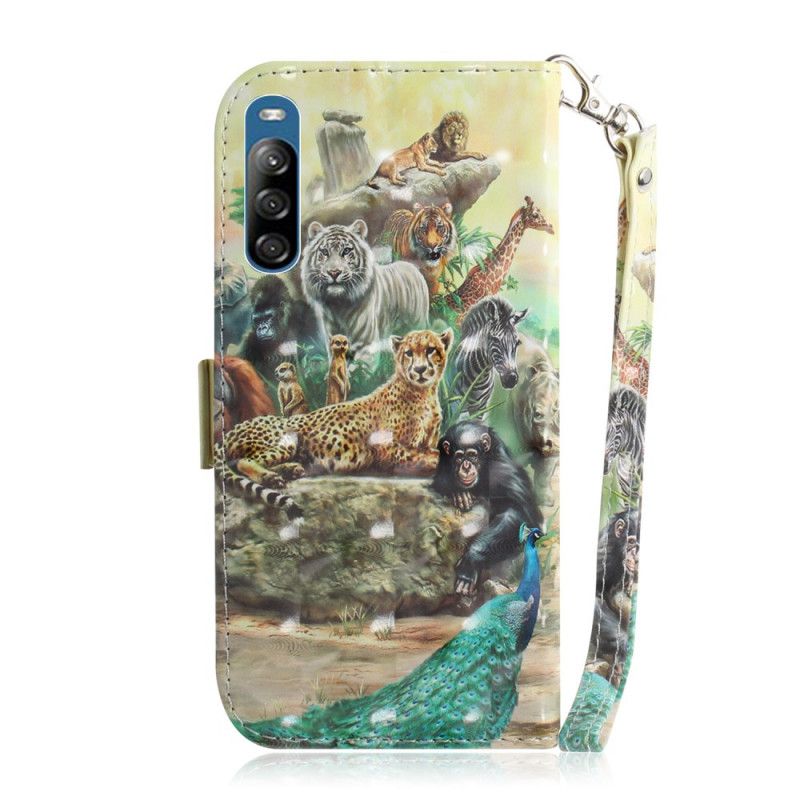 Leren Hoesje voor Sony Xperia L4 String Safari Dieren