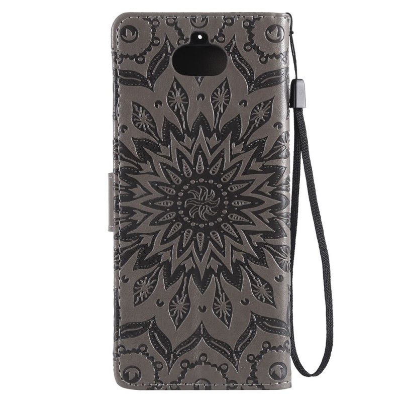 Cover Folio-hoesje Sony Xperia 10 Grijs Telefoonhoesje Bloemenmandala