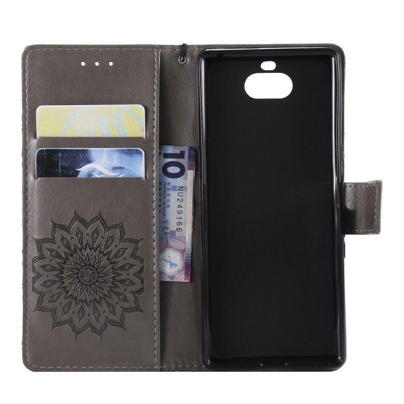 Cover Folio-hoesje Sony Xperia 10 Grijs Telefoonhoesje Bloemenmandala