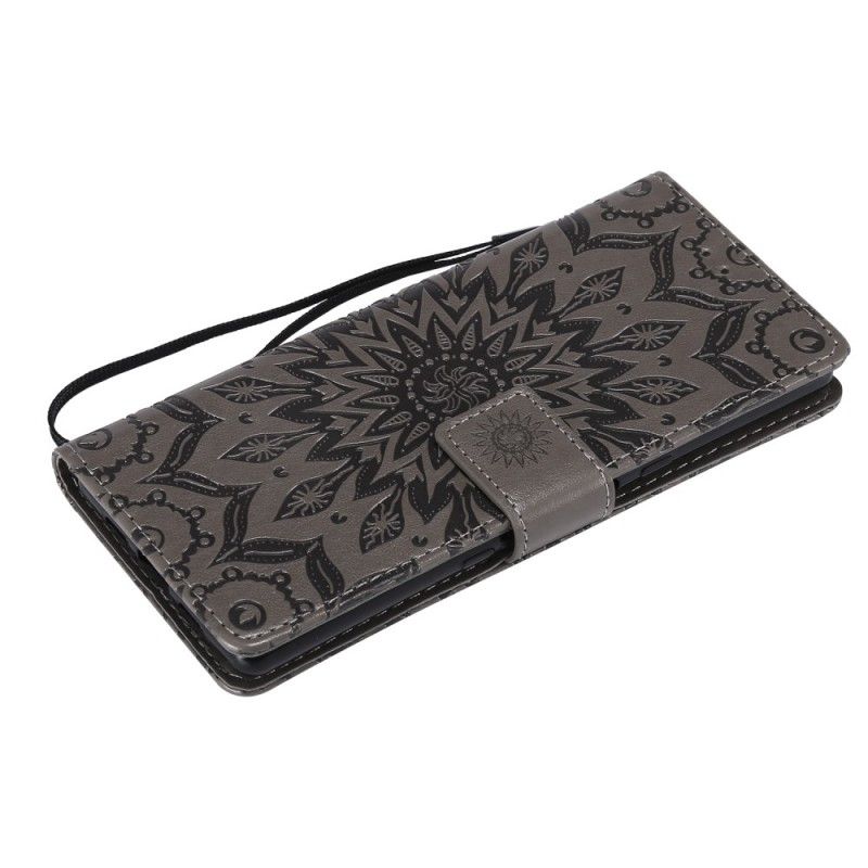 Cover Folio-hoesje Sony Xperia 10 Grijs Telefoonhoesje Bloemenmandala