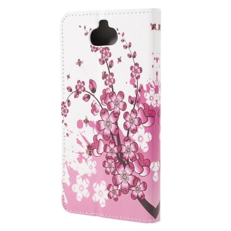 Flip Case Leren Sony Xperia 10 Paars Tropische Bloemen