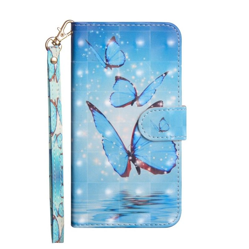 Flip Case Leren Sony Xperia 10 Vliegende Blauwe Vlinders