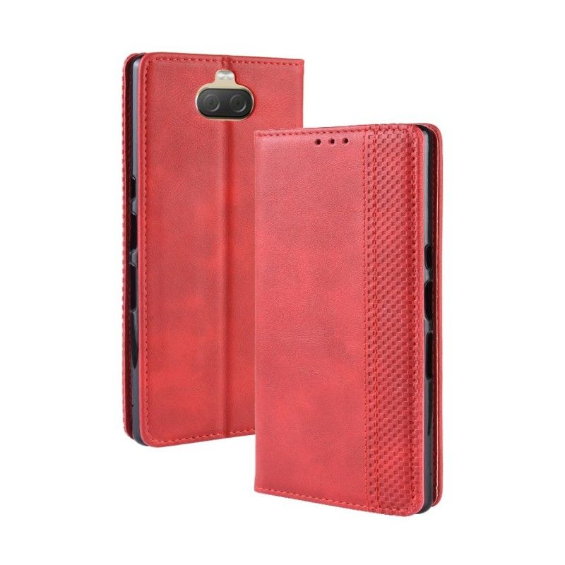 Folio-hoesje voor Sony Xperia 10 Rood Zwart Gewoon Vintage Imitatieleer