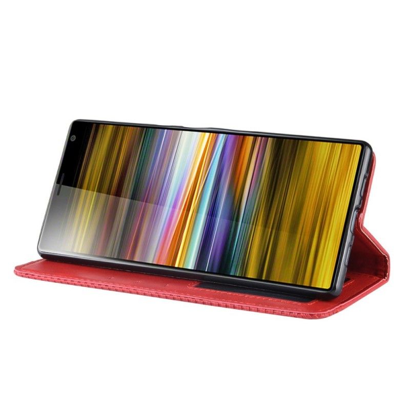 Folio-hoesje voor Sony Xperia 10 Rood Zwart Gewoon Vintage Imitatieleer