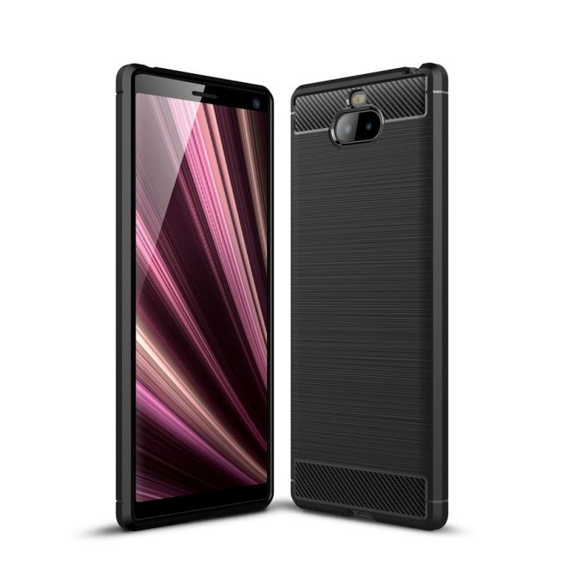 Hoesje Sony Xperia 10 Rood Zwart Geborsteld Koolstofvezel