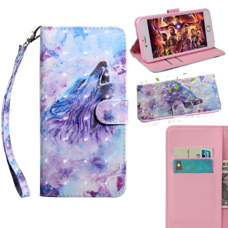 Leren Hoesje Sony Xperia 10 Aquarel Wolf