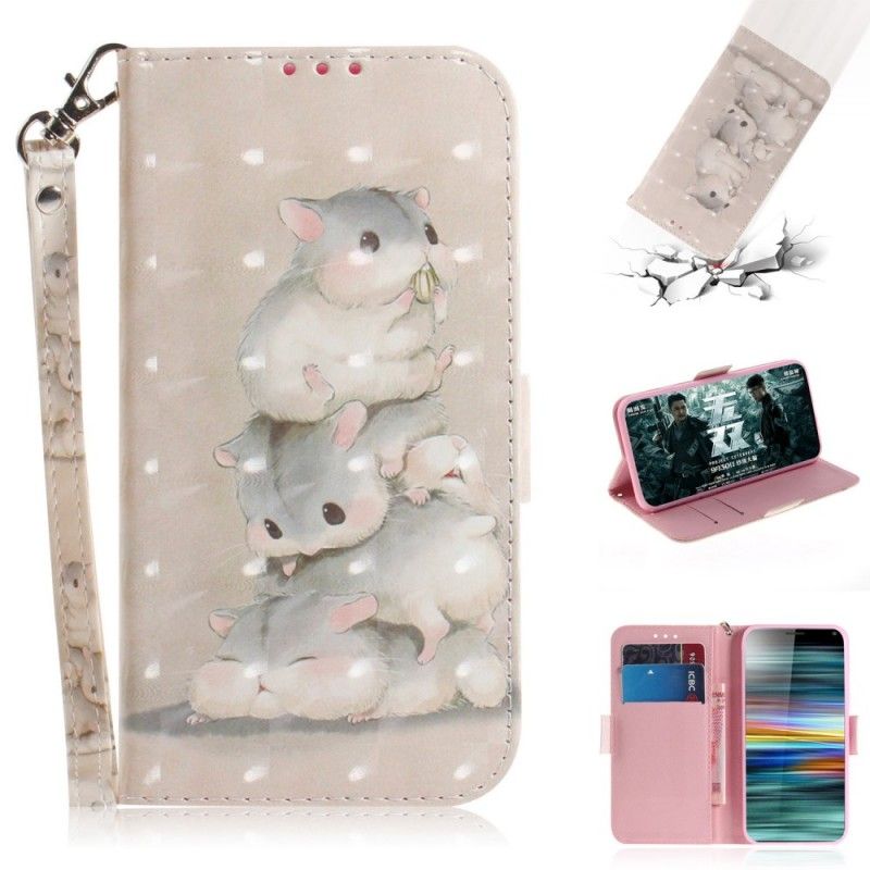 Leren Hoesje voor Sony Xperia 10 String Hamsters