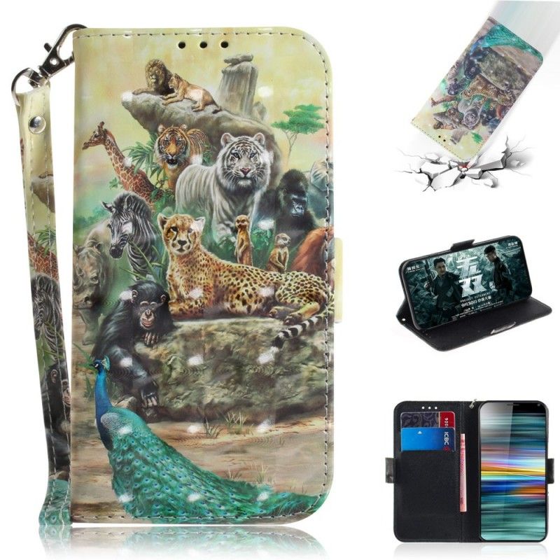 Leren Hoesje voor Sony Xperia 10 String Safari Dieren