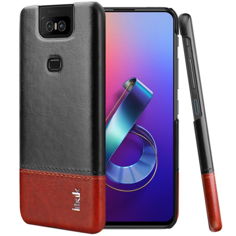 Hoesje Asus ZenFone 6 Rood Zwart Imak Ruiyi Serie Leereffect