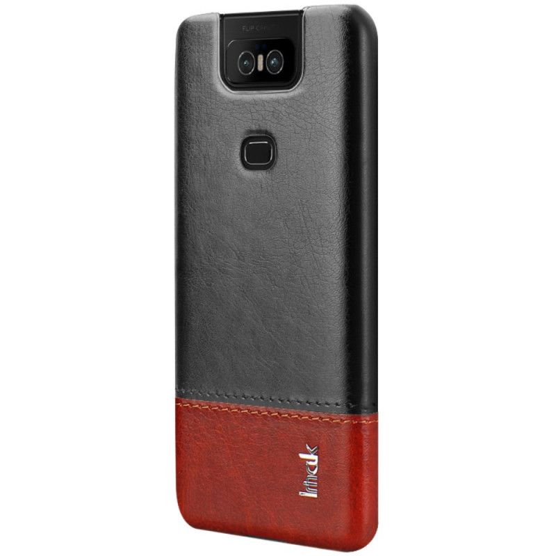 Hoesje Asus ZenFone 6 Rood Zwart Imak Ruiyi Serie Leereffect