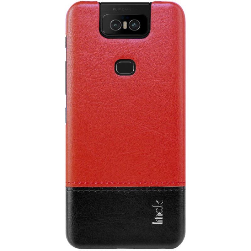 Hoesje Asus ZenFone 6 Rood Zwart Imak Ruiyi Serie Leereffect