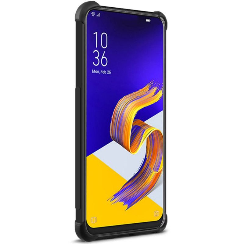 Hoesje voor Asus ZenFone 6 Grijs Zwart Flexibele Siliconen Met Imak-Schermfolie