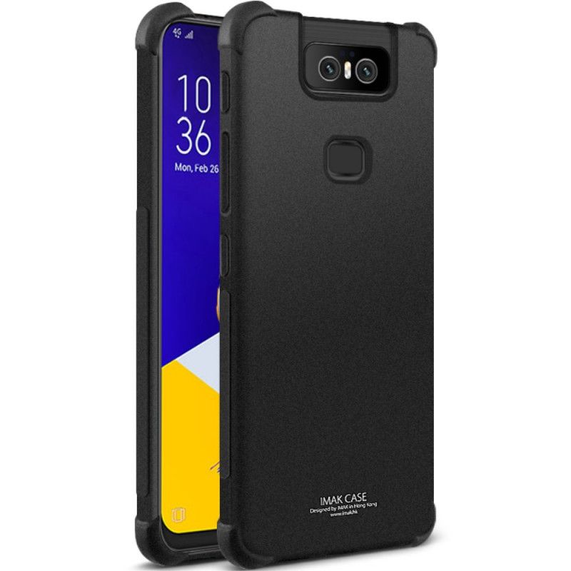 Hoesje voor Asus ZenFone 6 Grijs Zwart Flexibele Siliconen Met Imak-Schermfolie