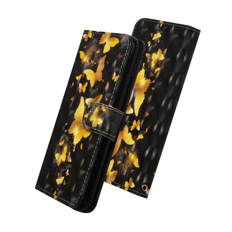 Leren Hoesje Asus ZenFone 6 Telefoonhoesje Gele Vlinders