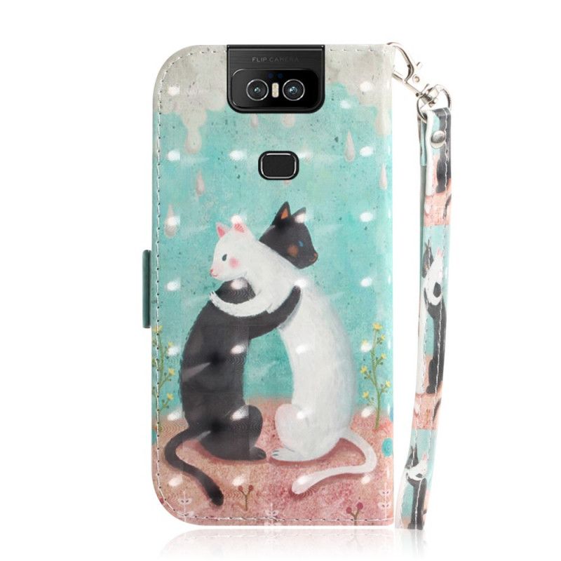 Leren Hoesje voor Asus ZenFone 6 String Kattenvrienden