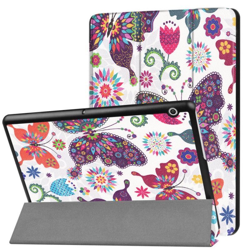 Smart Case Huawei MediaPad T3 10 Retro Vlinders En Bloemen