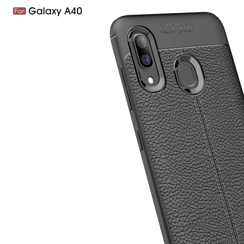 Case Hoesje Samsung Galaxy A40 Rood Zwart Telefoonhoesje Dubbellijns Lychee Leereffect