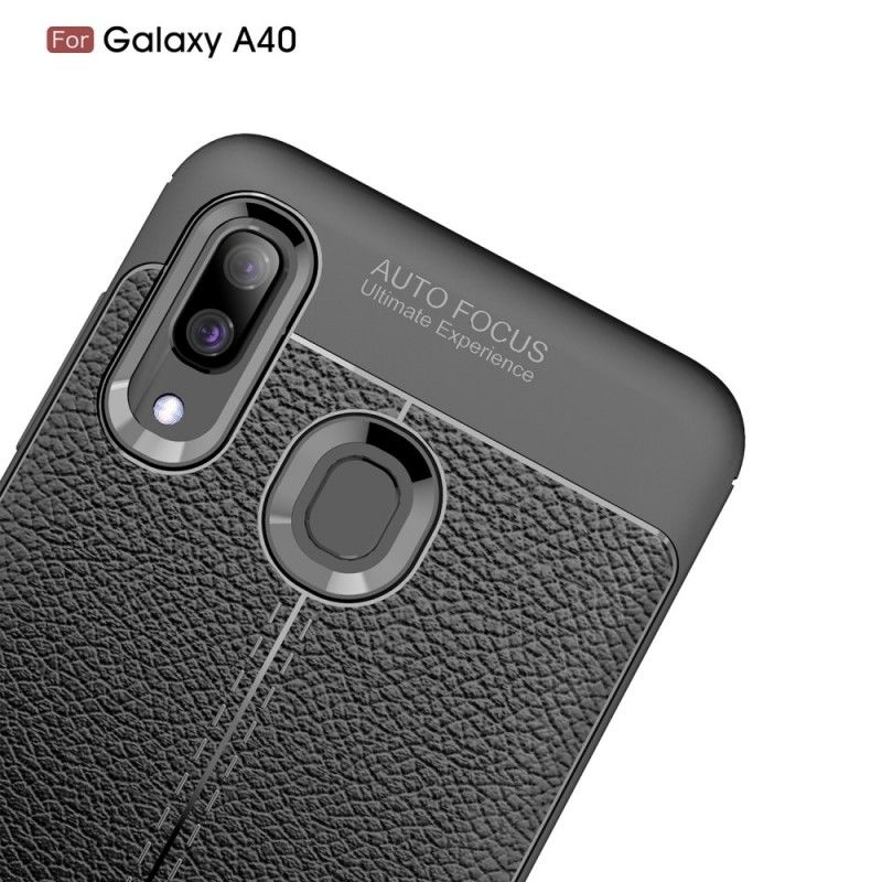 Case Hoesje Samsung Galaxy A40 Rood Zwart Telefoonhoesje Dubbellijns Lychee Leereffect