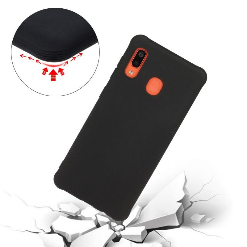 Case Hoesje Samsung Galaxy A40 Rood Zwart Telefoonhoesje Matte Siliconen In Effen Kleur