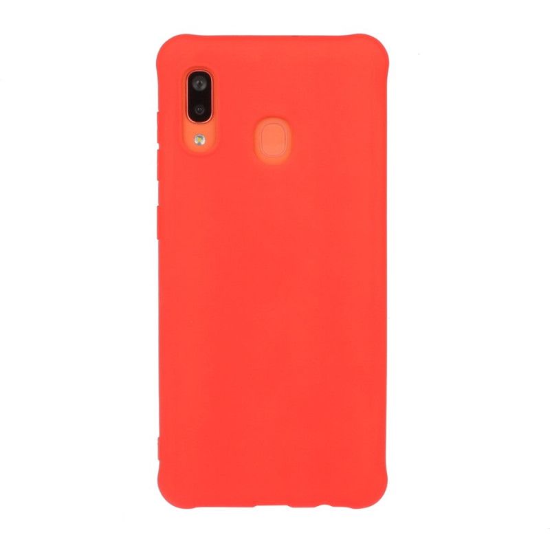 Case Hoesje Samsung Galaxy A40 Rood Zwart Telefoonhoesje Matte Siliconen In Effen Kleur