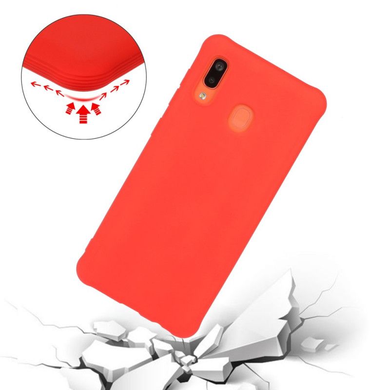 Case Hoesje Samsung Galaxy A40 Rood Zwart Telefoonhoesje Matte Siliconen In Effen Kleur