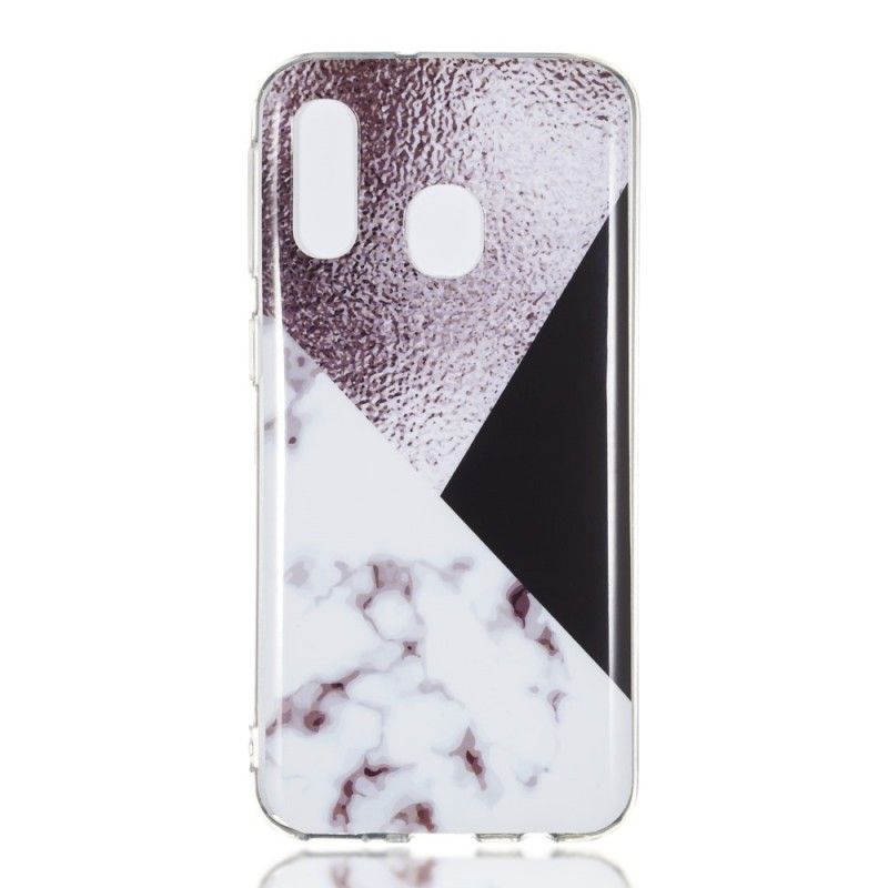 Case Hoesje Samsung Galaxy A40 Telefoonhoesje Paars Geometrie Marmereffect