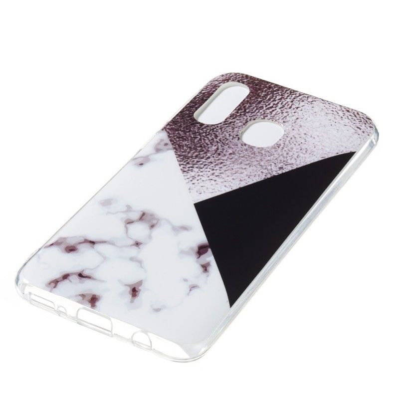 Case Hoesje Samsung Galaxy A40 Telefoonhoesje Paars Geometrie Marmereffect