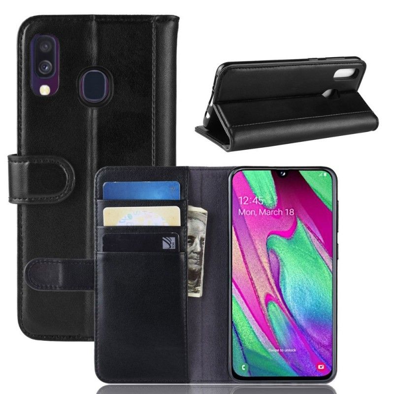 Cover Folio-hoesje Samsung Galaxy A40 Bruin Zwart Telefoonhoesje Splitleer