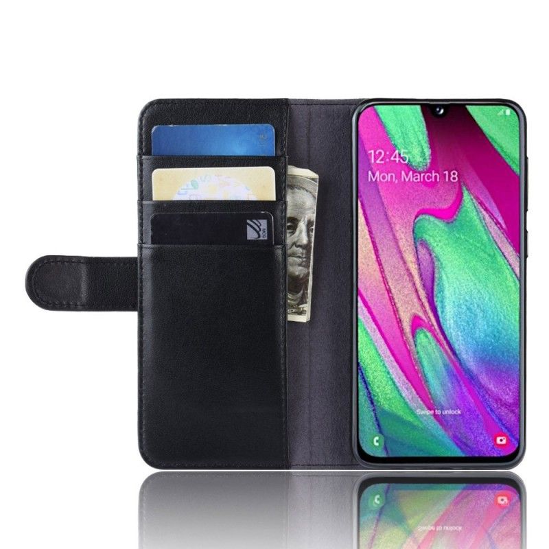 Cover Folio-hoesje Samsung Galaxy A40 Bruin Zwart Telefoonhoesje Splitleer