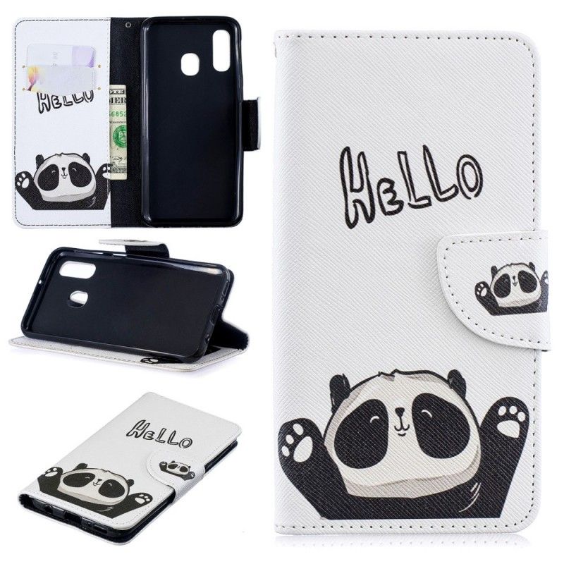 Cover Folio-hoesje Samsung Galaxy A40 Telefoonhoesje Hallo Panda