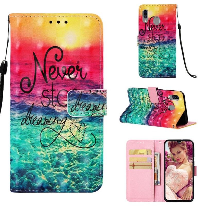 Cover Folio-hoesje Samsung Galaxy A40 Telefoonhoesje Stop Nooit Met Dromen