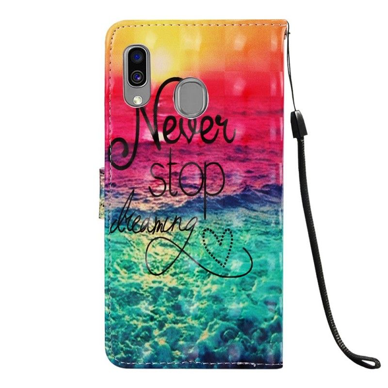 Cover Folio-hoesje Samsung Galaxy A40 Telefoonhoesje Stop Nooit Met Dromen