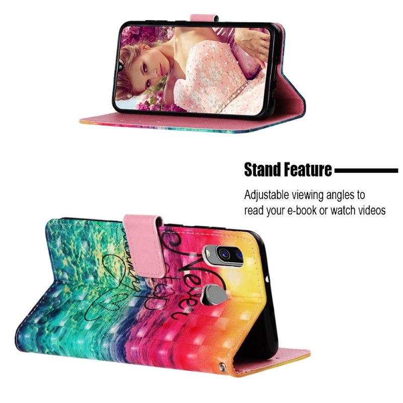 Cover Folio-hoesje Samsung Galaxy A40 Telefoonhoesje Stop Nooit Met Dromen