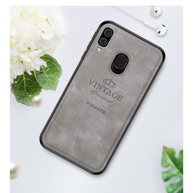 Cover Hoesje Samsung Galaxy A40 Grijs Zwart Telefoonhoesje Eervolle Vintage