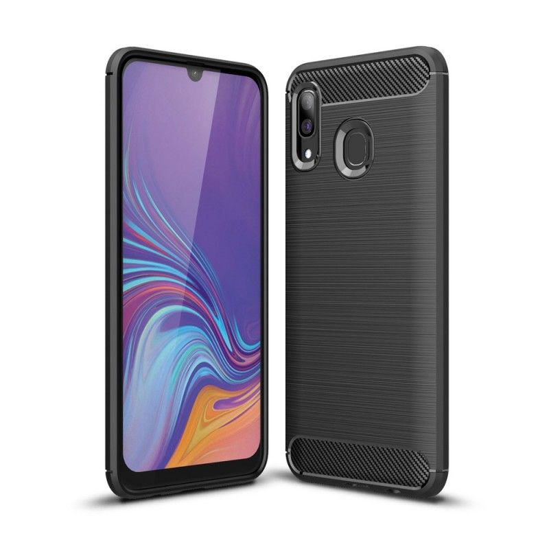 Cover Hoesje Samsung Galaxy A40 Rood Zwart Telefoonhoesje Geborsteld Koolstofvezel